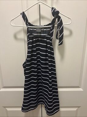 Soho Navy and White Striped Tie-Shoulder Sundress